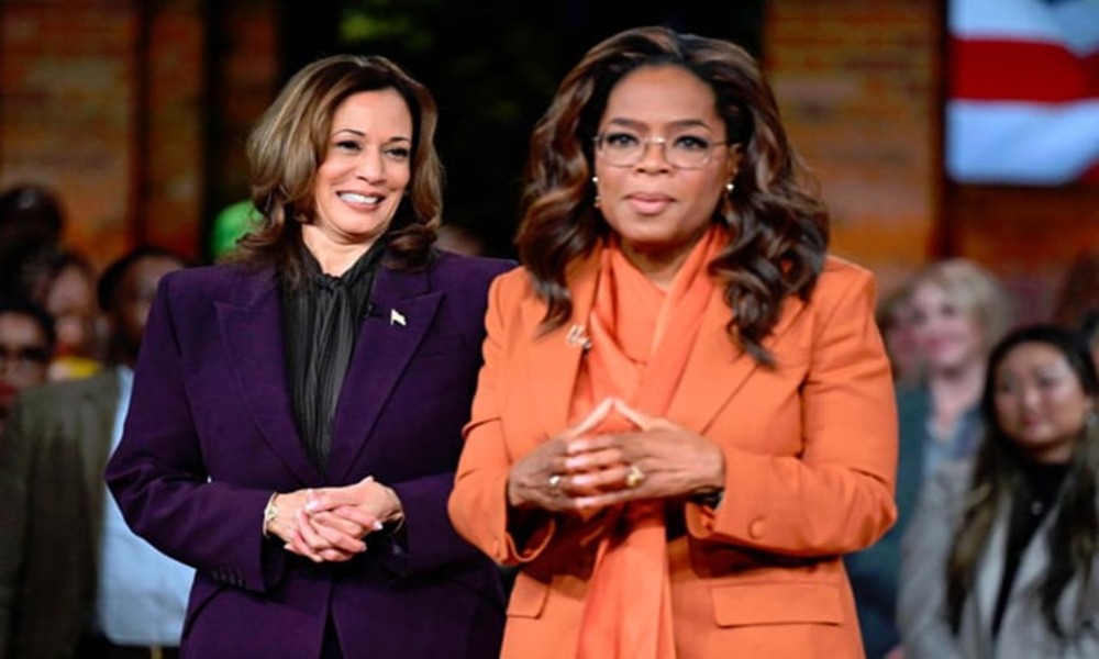 Harris and Oprah hold star-studded US election rally