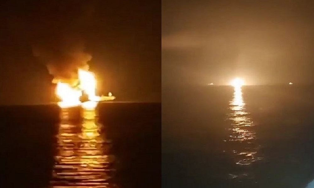 32 people rescued after LNG-carrying vessel catches fire