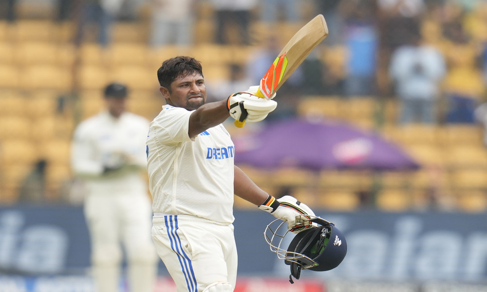 Sarfaraz Khan scores maiden century for India as the home side fights back against New Zealand